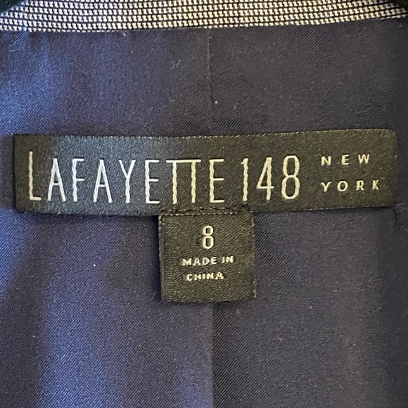 LAFAYETTE 148 NY Virgin Wool Blend Blazer Jacket Blue Size 8 - Picture 10 of 12